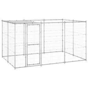 Outdoor Dog Kennel Galvanized Steel with Roof 78.1 ftÂ¬â‰¤
